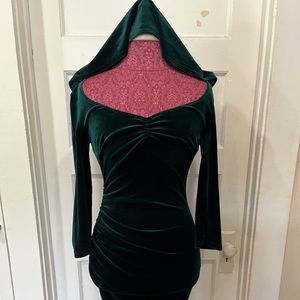 Pinup Couture Green Velvet capelet wiggle dress. Size S